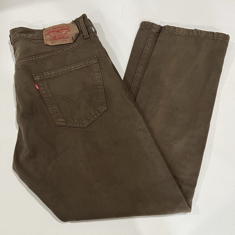 Vintage Levis 501 Jeans Mens 36x30 Brown Y2K Denim Pants Button Fly